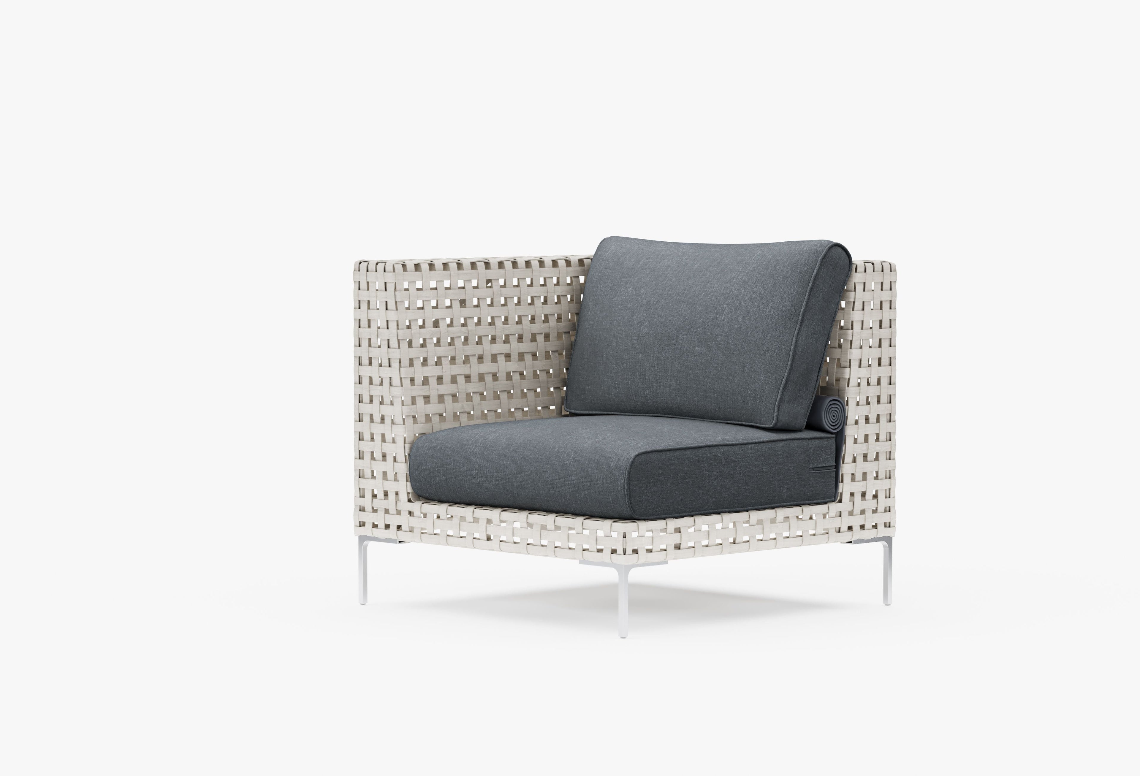 Fauteuil d'angle d'extérieur en osier à tissage ouvert - Gauche/Droite