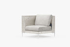 Fauteuil d'angle d'extérieur en osier à tissage ouvert - Gauche/Droite