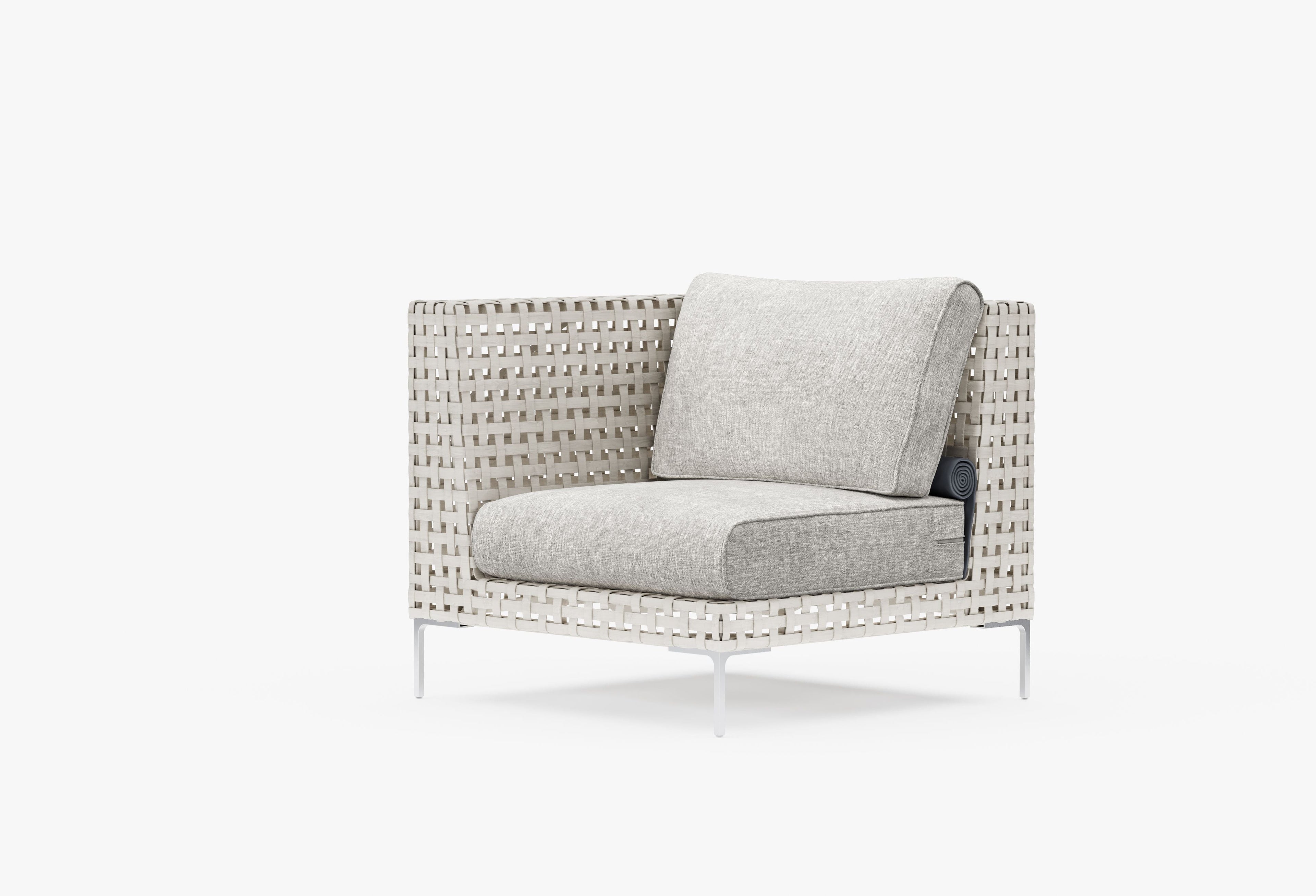Fauteuil d'angle d'extérieur en osier à tissage ouvert - Gauche/Droite