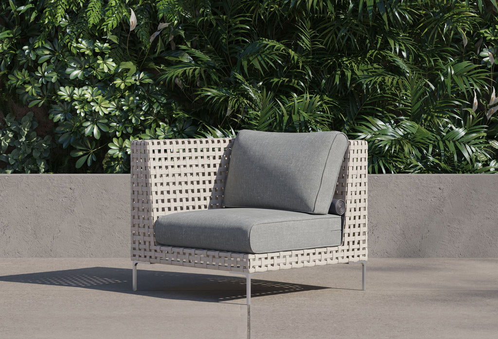 Fauteuil d'angle d'extérieur en osier à tissage ouvert - Gauche/Droite