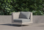 Fauteuil d'angle d'extérieur en osier à tissage ouvert - Gauche/Droite