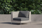 Fauteuil d'angle d'extérieur en osier à tissage ouvert - Gauche/Droite