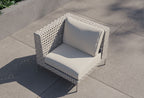 Fauteuil d'angle d'extérieur en osier à tissage ouvert - Gauche/Droite