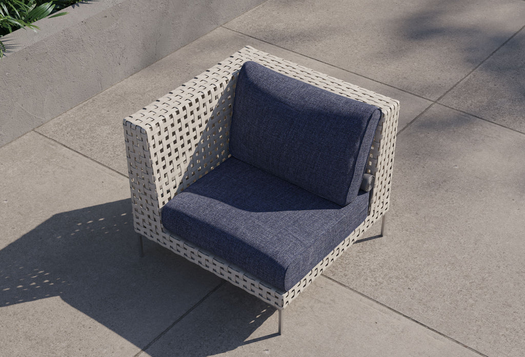 Fauteuil d'angle d'extérieur en osier à tissage ouvert - Gauche/Droite