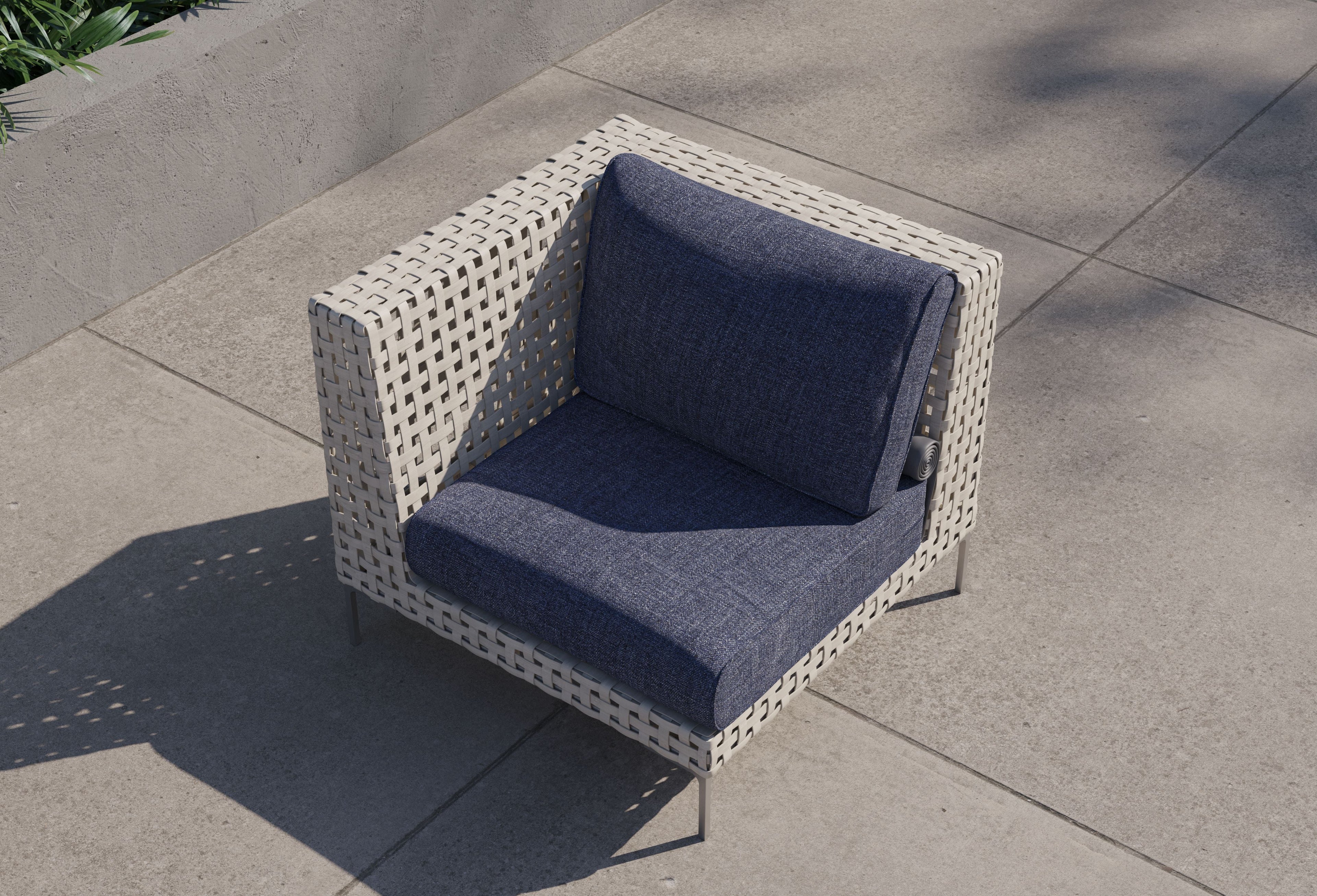 Fauteuil d'angle d'extérieur en osier à tissage ouvert - Gauche/Droite