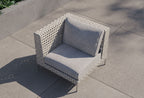 Fauteuil d'angle d'extérieur en osier à tissage ouvert - Gauche/Droite