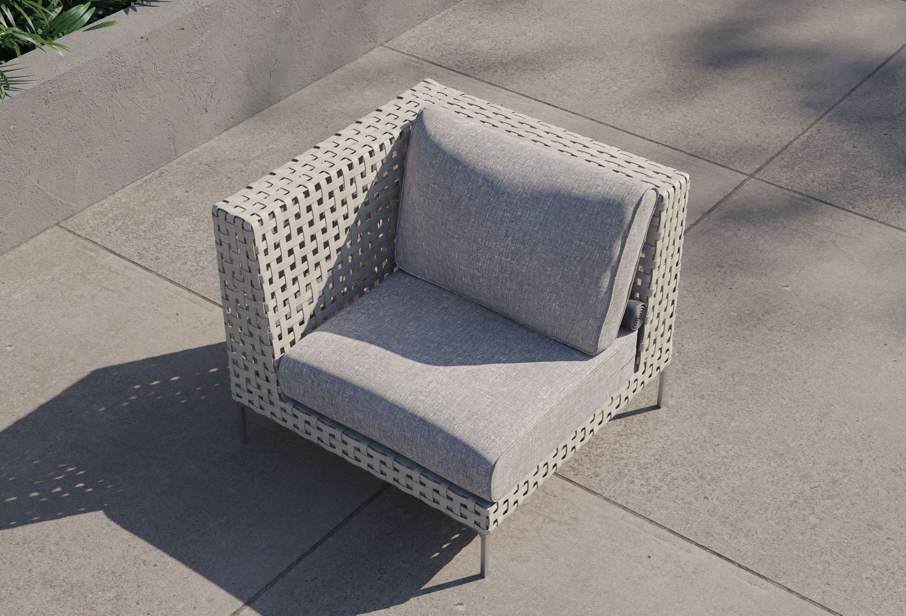 Fauteuil d'angle d'extérieur en osier à tissage ouvert - Gauche/Droite
