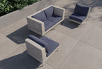Causeuse d'extérieur en osier à tissage ouvert avec chaises sans accoudoirs - 4 places