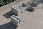 Causeuse d'extérieur en osier à tissage ouvert avec chaises sans accoudoirs - 4 places