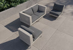 Causeuse d'extérieur en osier à tissage ouvert avec chaises sans accoudoirs - 4 places