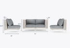 Causeuse d'extérieur en osier à tissage ouvert avec chaises sans accoudoirs - 4 places