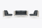 Causeuse d'extérieur en osier à tissage ouvert avec chaises sans accoudoirs - 4 places