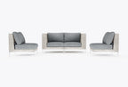 Causeuse d'extérieur en osier à tissage ouvert avec chaises sans accoudoirs - 4 places