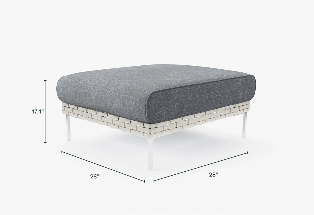 Pouf d'extérieur en osier à tissage ouvert