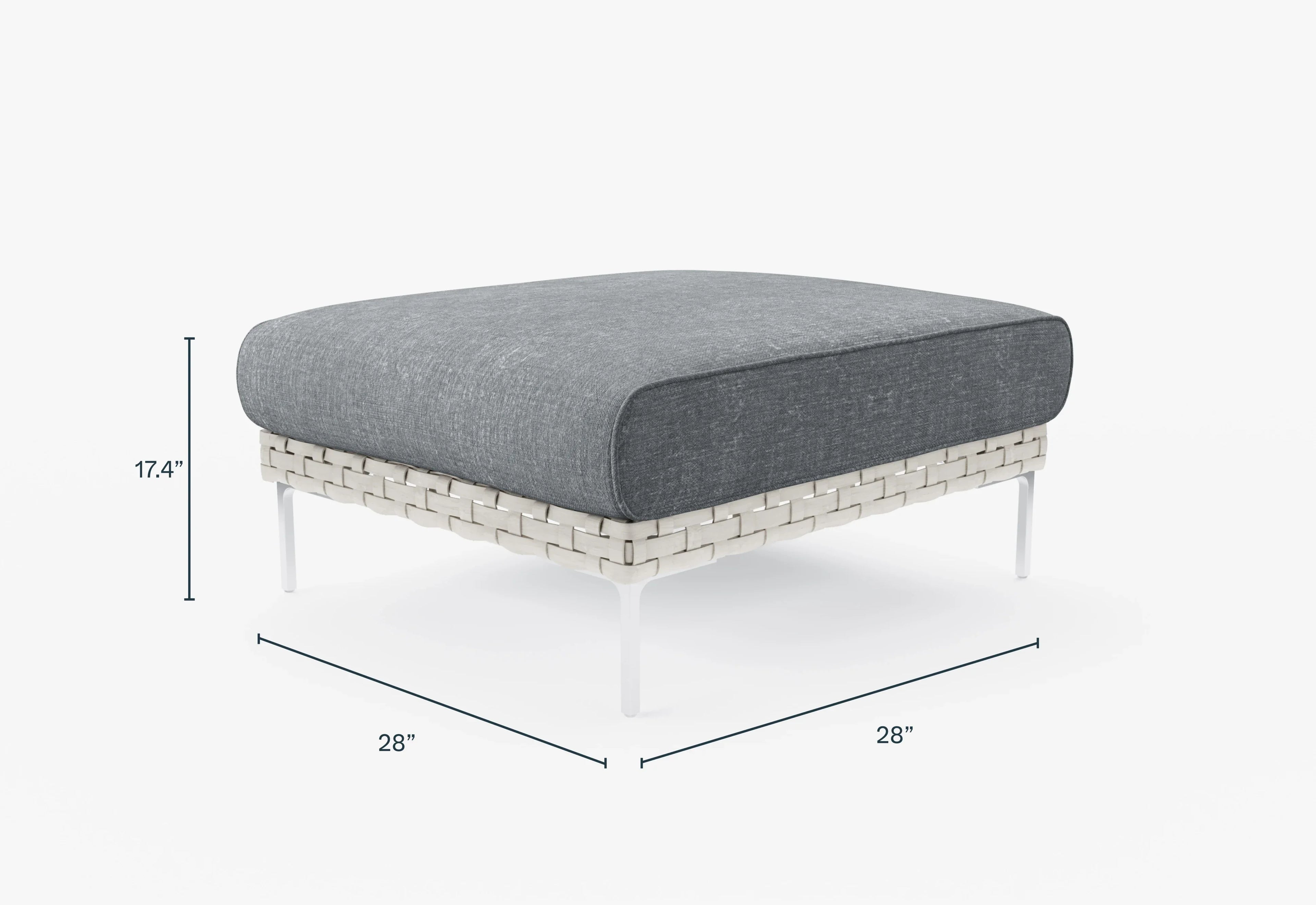 Pouf d'extérieur en osier à tissage ouvert