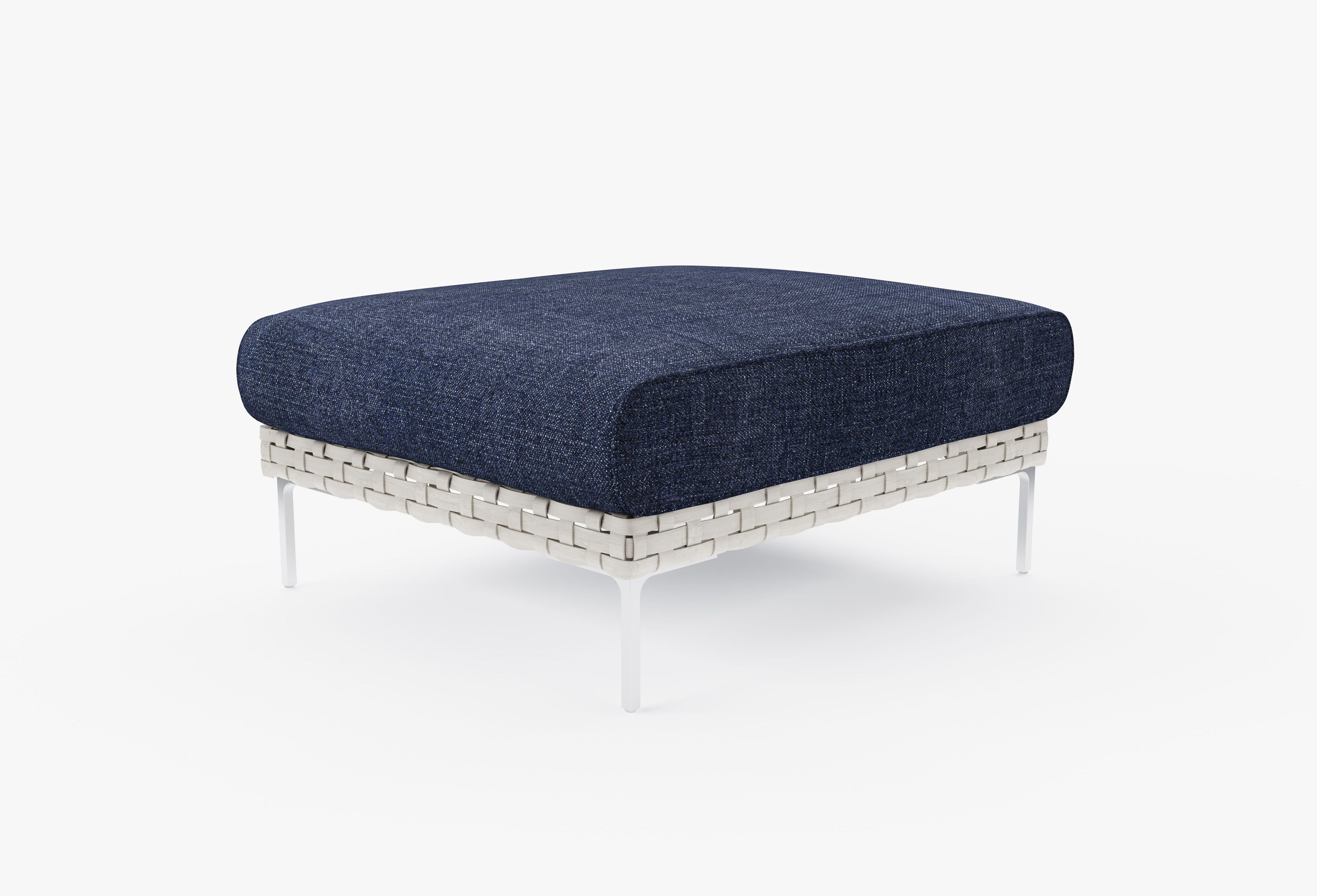 Pouf d'extérieur en osier à tissage ouvert