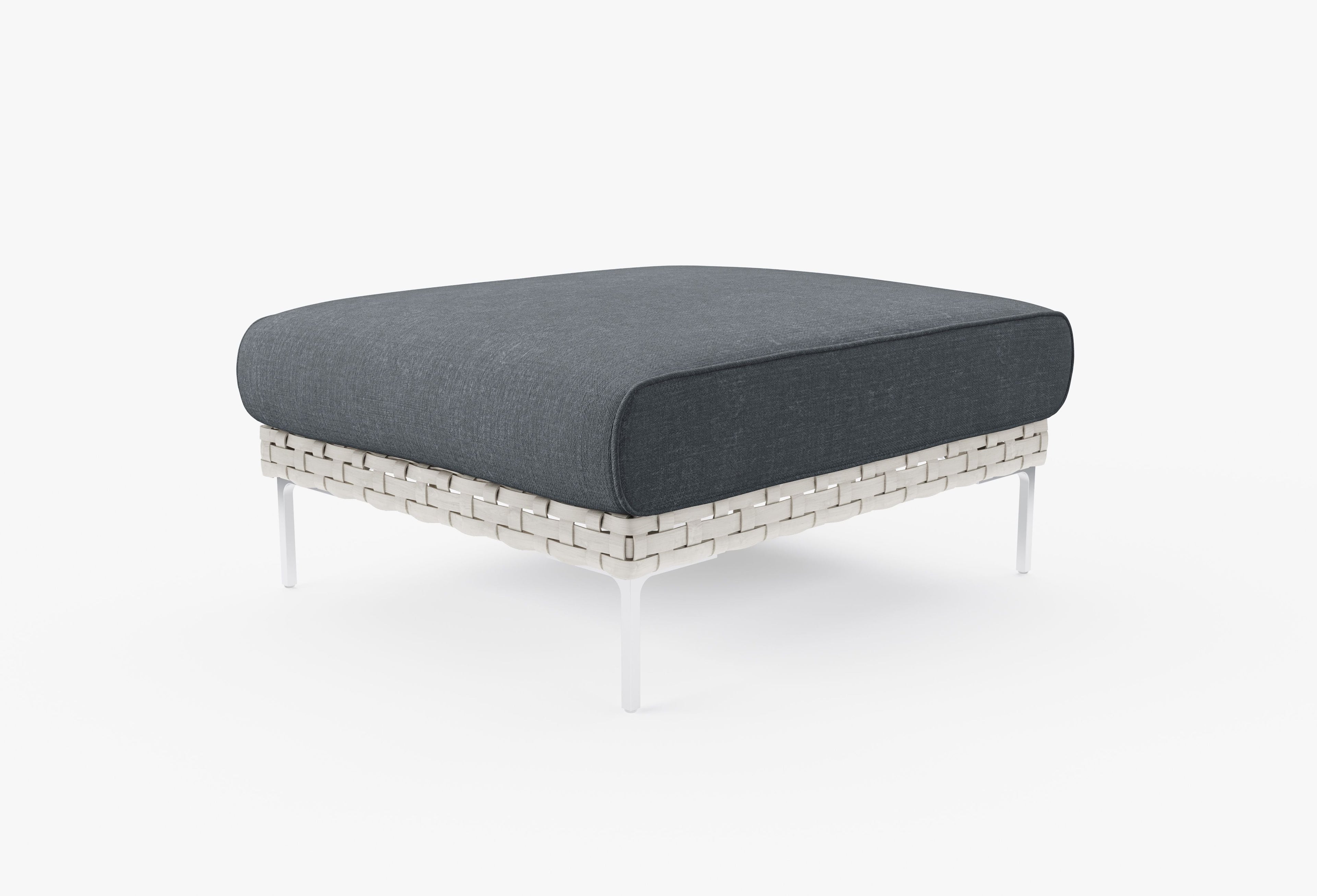 Pouf d'extérieur en osier à tissage ouvert