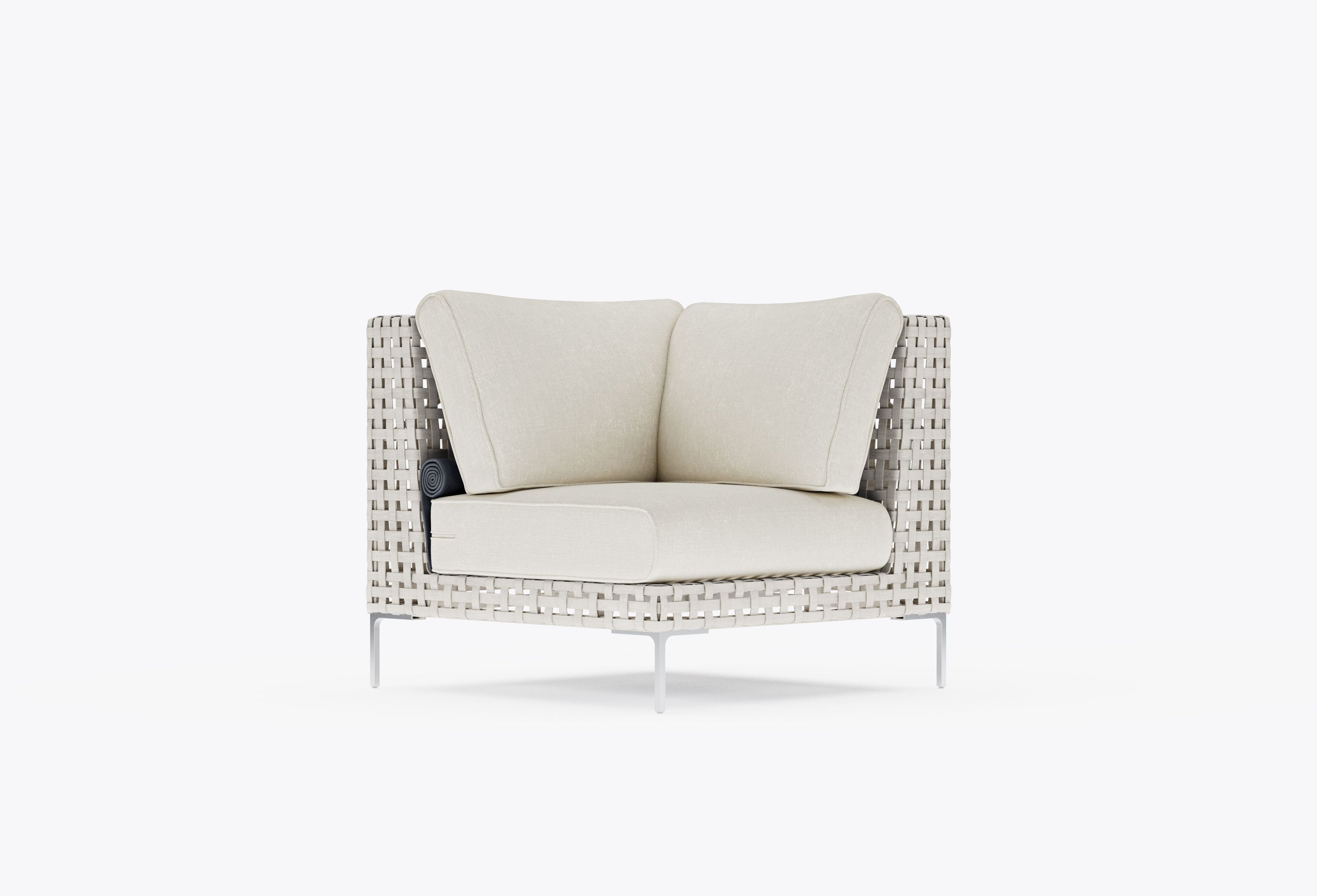 Chaise sectionnelle d'extérieur en osier à tissage ouvert
