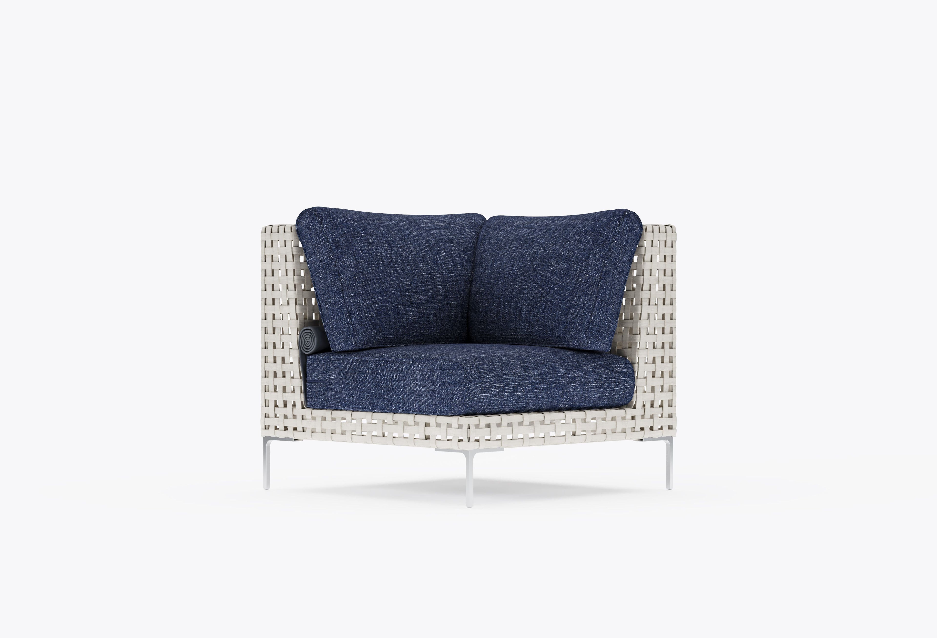 Chaise sectionnelle d'extérieur en osier à tissage ouvert