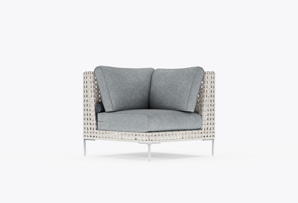 Chaise sectionnelle d'extérieur en osier à tissage ouvert