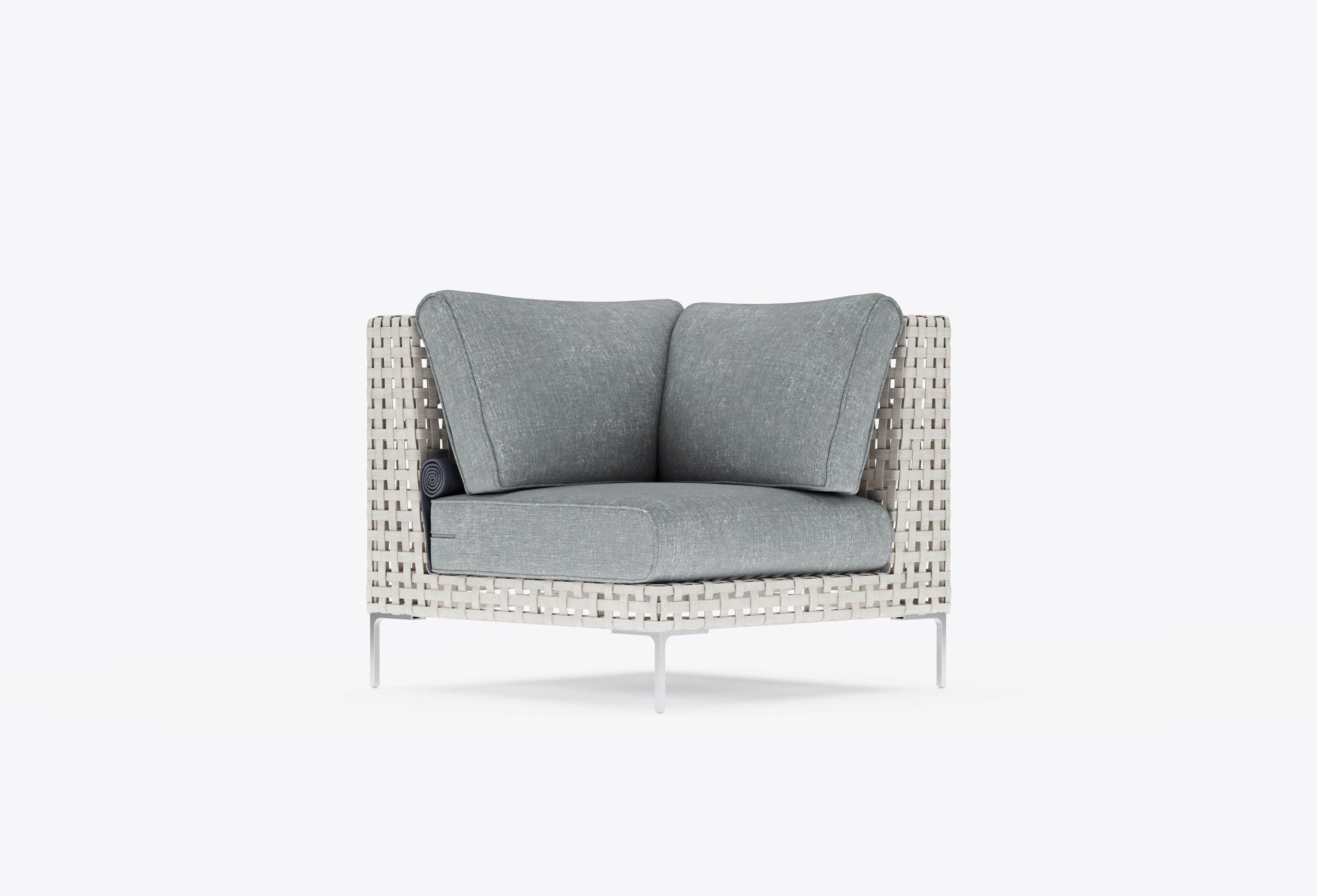 Chaise sectionnelle d'extérieur en osier à tissage ouvert