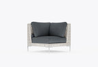 Chaise sectionnelle d'extérieur en osier à tissage ouvert