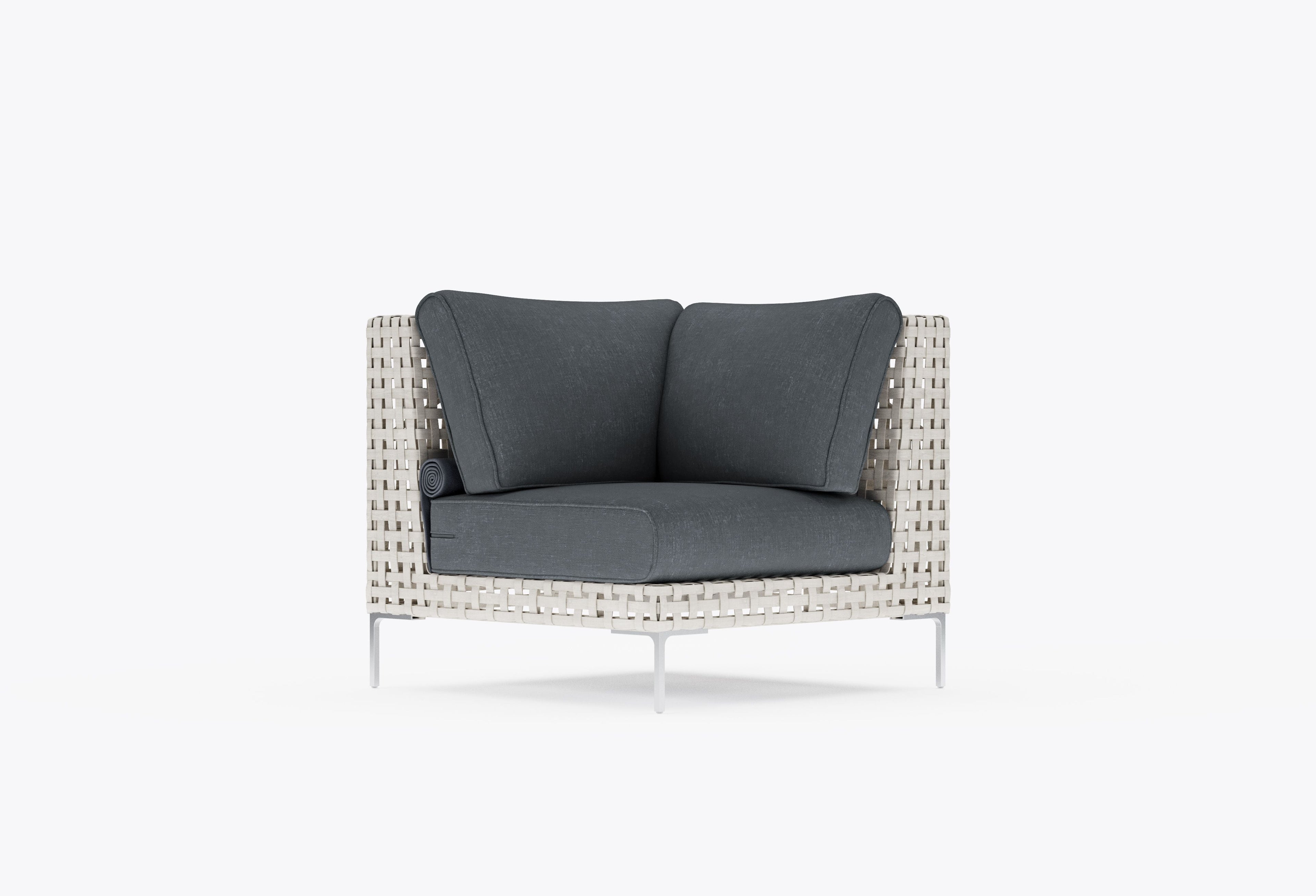 Chaise sectionnelle d'extérieur en osier à tissage ouvert