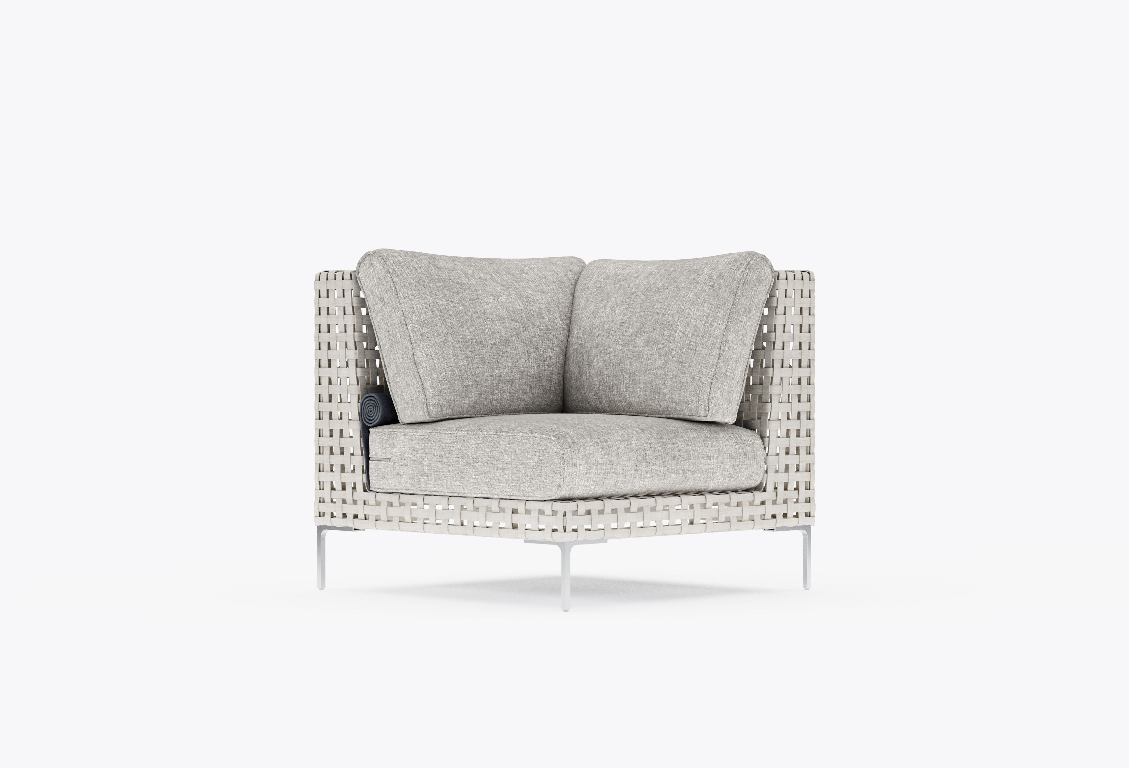 Chaise sectionnelle d'extérieur en osier à tissage ouvert