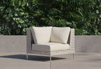 Chaise sectionnelle d'extérieur en osier à tissage ouvert