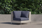 Chaise sectionnelle d'extérieur en osier à tissage ouvert