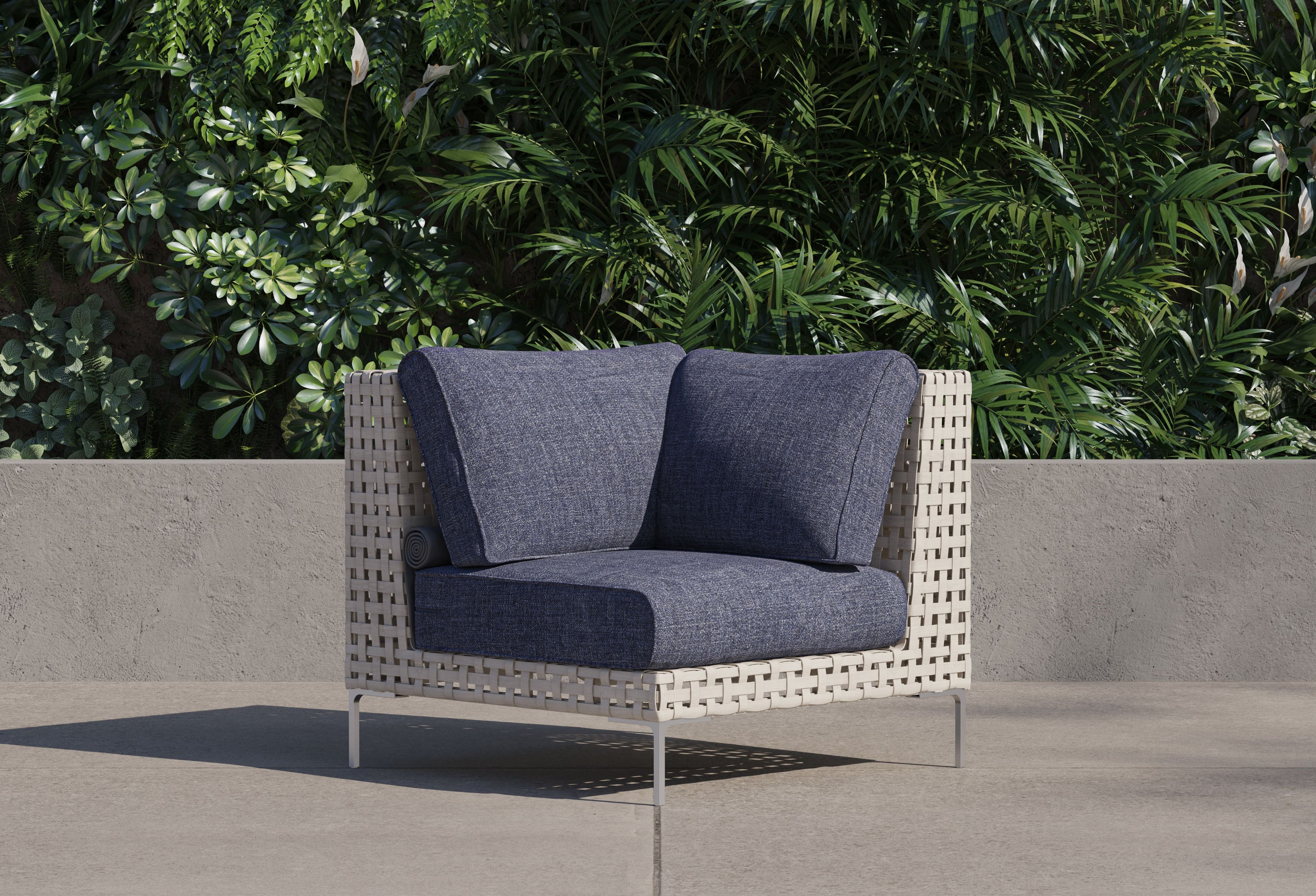 Chaise sectionnelle d'extérieur en osier à tissage ouvert
