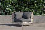 Chaise sectionnelle d'extérieur en osier à tissage ouvert