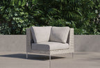 Chaise sectionnelle d'extérieur en osier à tissage ouvert