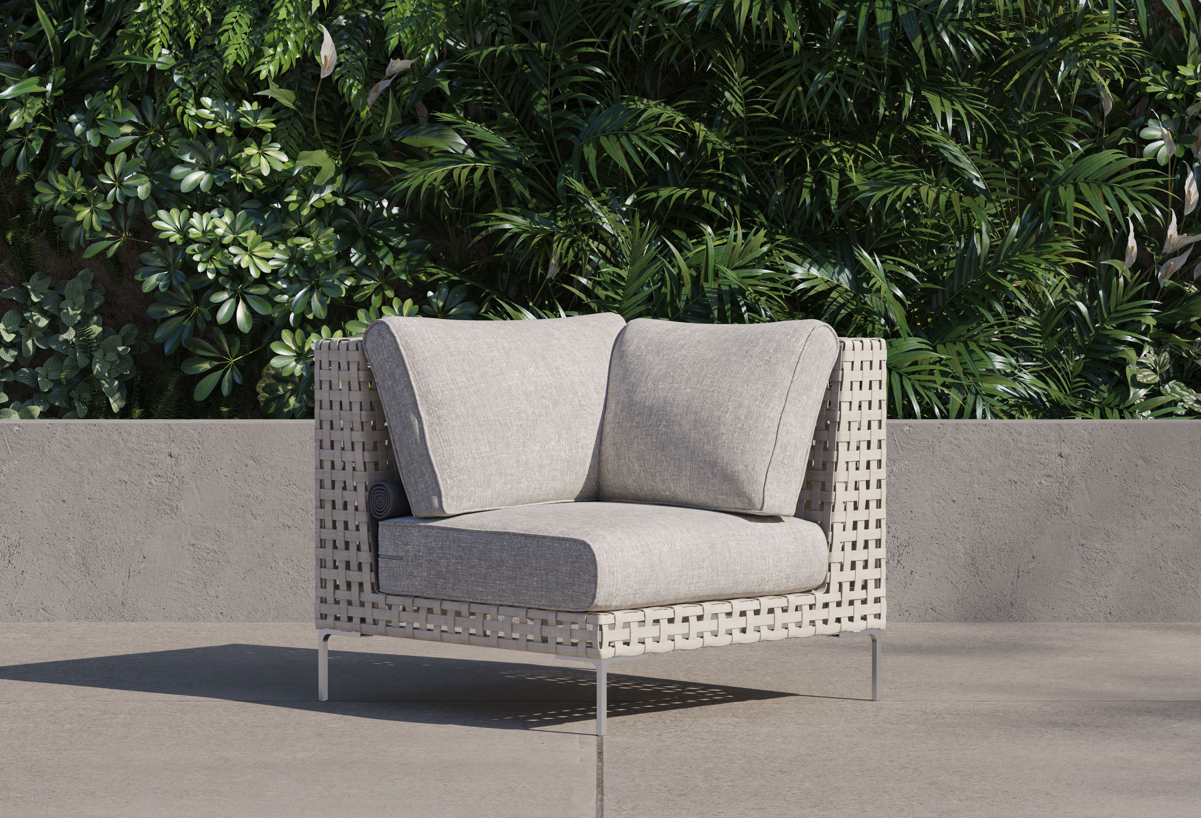 Chaise sectionnelle d'extérieur en osier à tissage ouvert