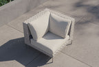 Chaise sectionnelle d'extérieur en osier à tissage ouvert