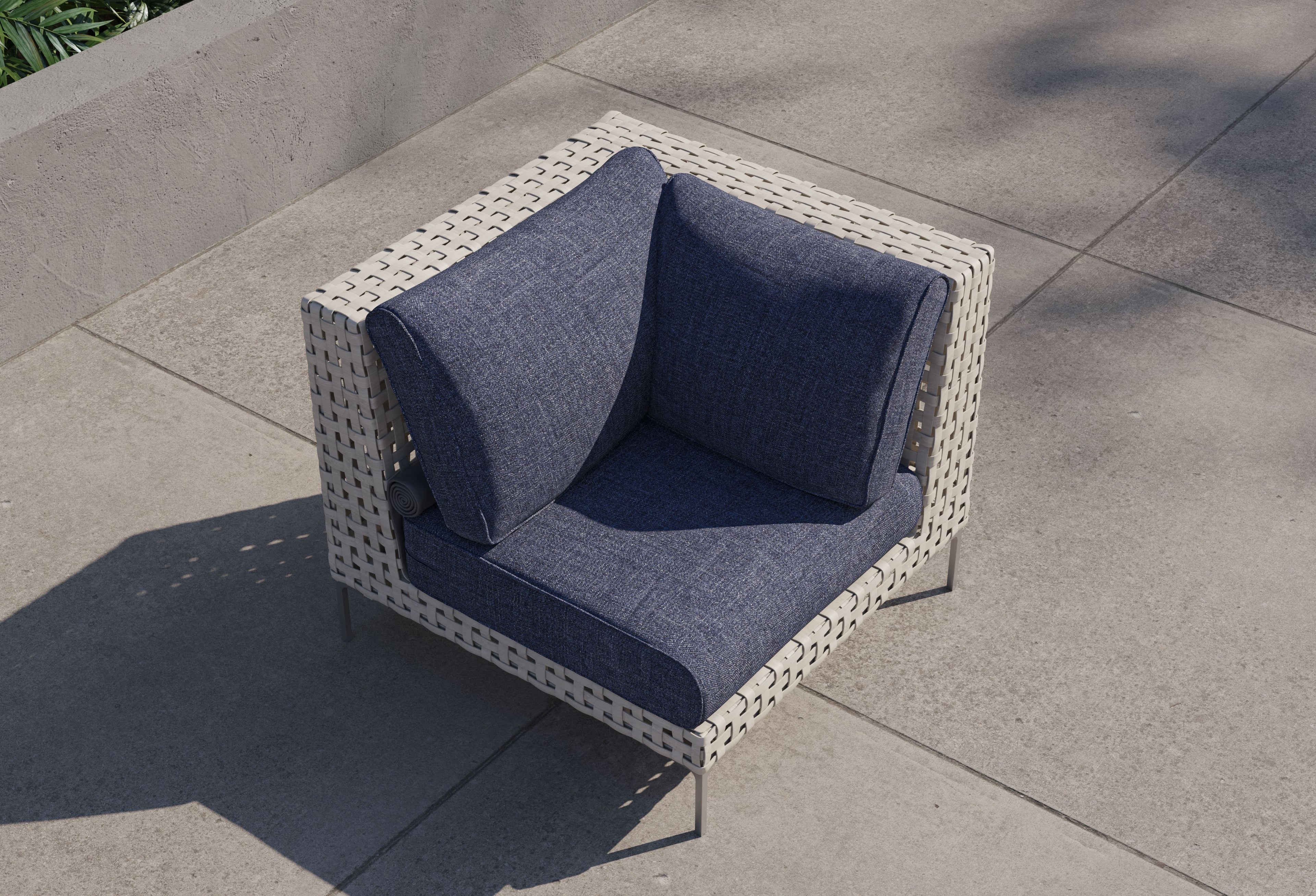 Chaise sectionnelle d'extérieur en osier à tissage ouvert