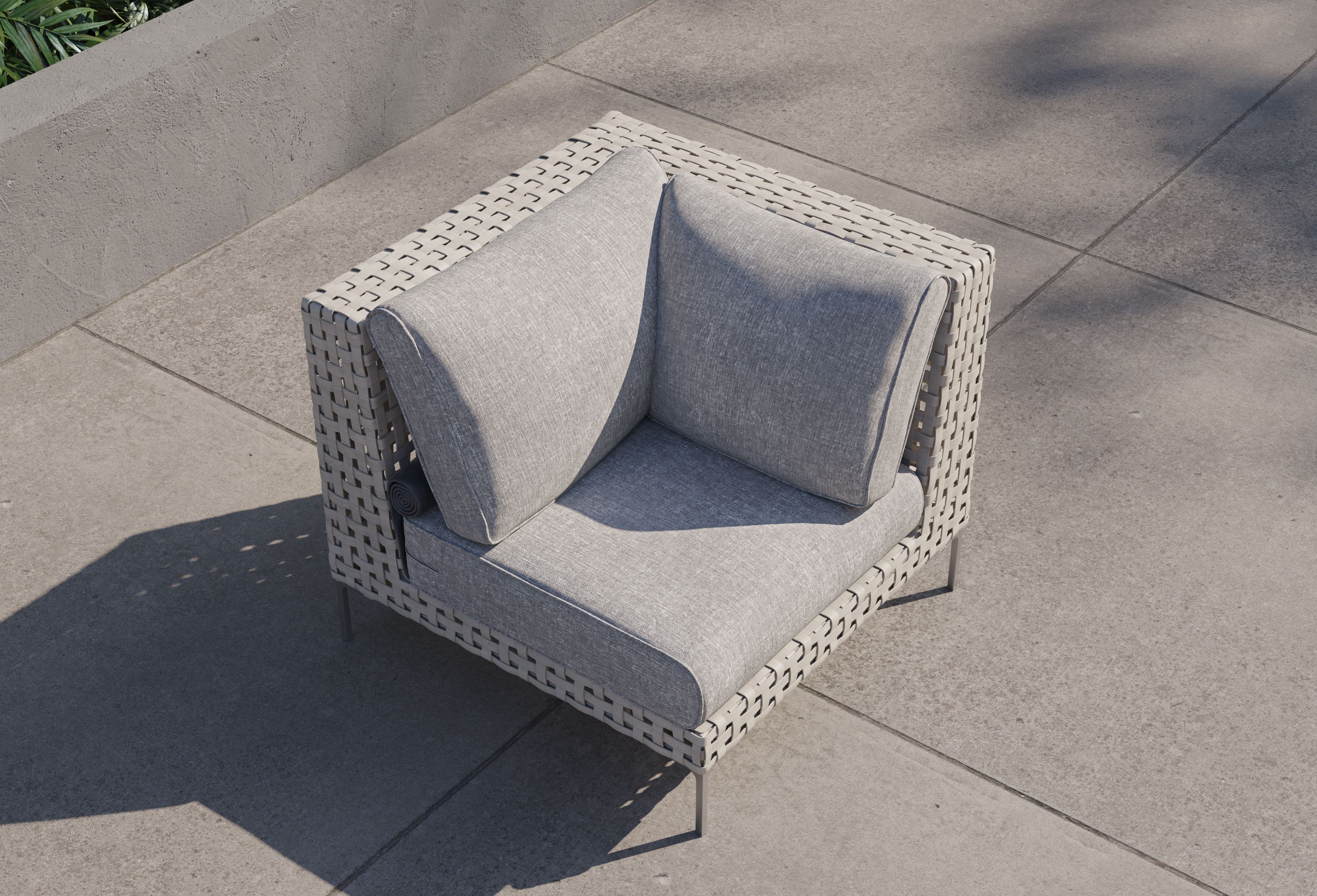 Chaise sectionnelle d'extérieur en osier à tissage ouvert