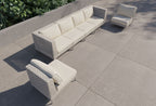 Canapé d'extérieur en osier à tissage ouvert avec chaises sans accoudoirs - 6 places