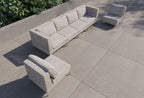Canapé d'extérieur en osier à tissage ouvert avec chaises sans accoudoirs - 6 places