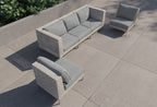 Canapé d'extérieur en osier à tissage ouvert avec chaises sans accoudoirs - 5 places