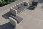 Canapé d'extérieur en osier à tissage ouvert avec chaises sans accoudoirs - 5 places