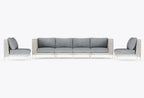 Canapé d'extérieur en osier à tissage ouvert avec chaises sans accoudoirs - 6 places
