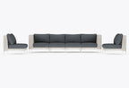 Canapé d'extérieur en osier à tissage ouvert avec chaises sans accoudoirs - 6 places