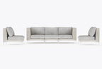 Canapé d'extérieur en osier à tissage ouvert avec chaises sans accoudoirs - 5 places