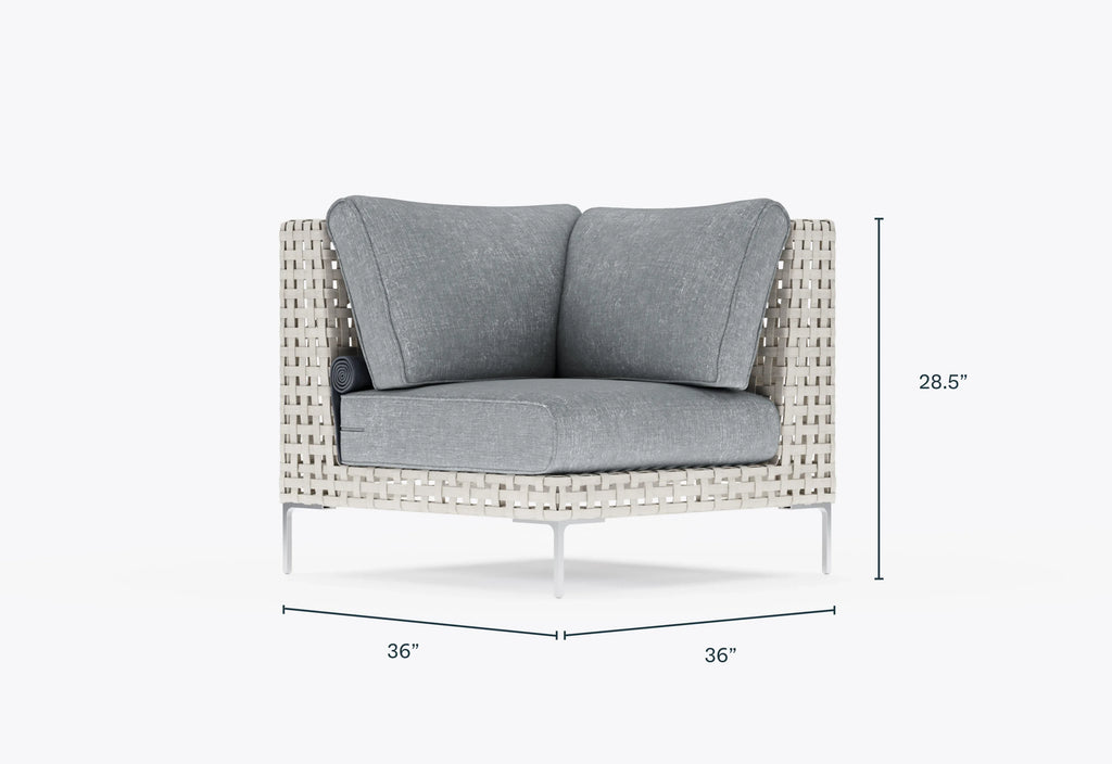 Chaise sectionnelle d'extérieur en osier à tissage ouvert
