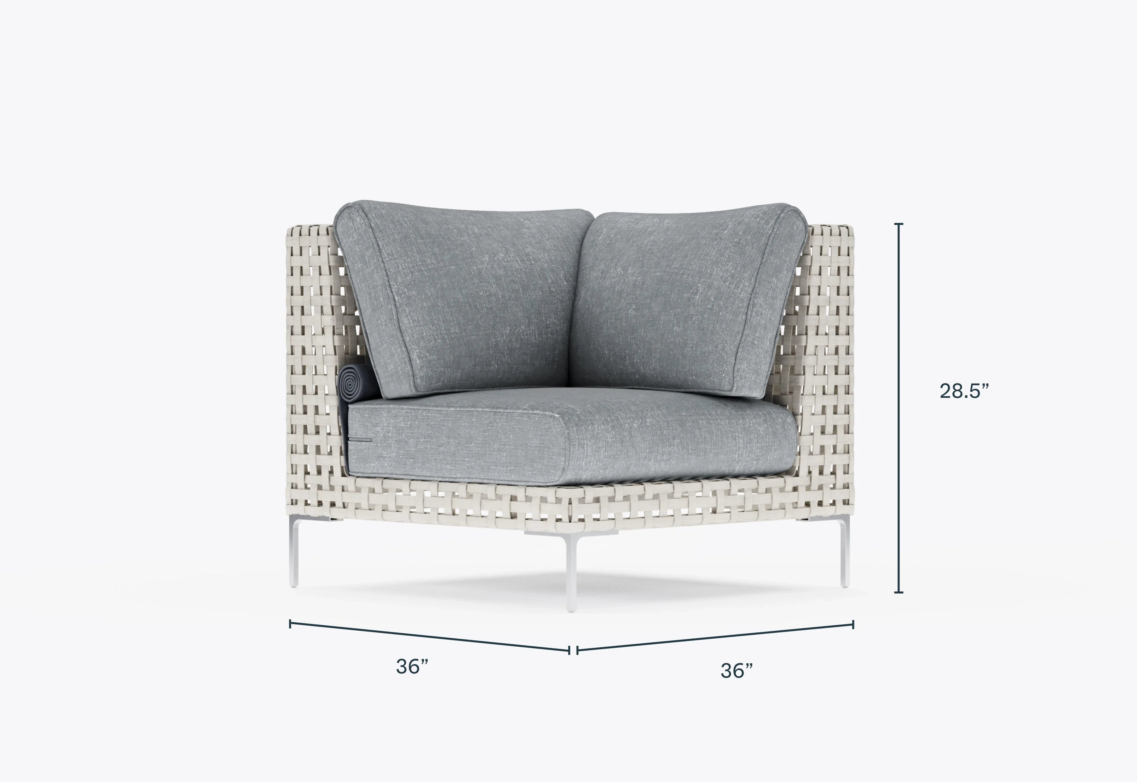 Chaise sectionnelle d'extérieur en osier à tissage ouvert