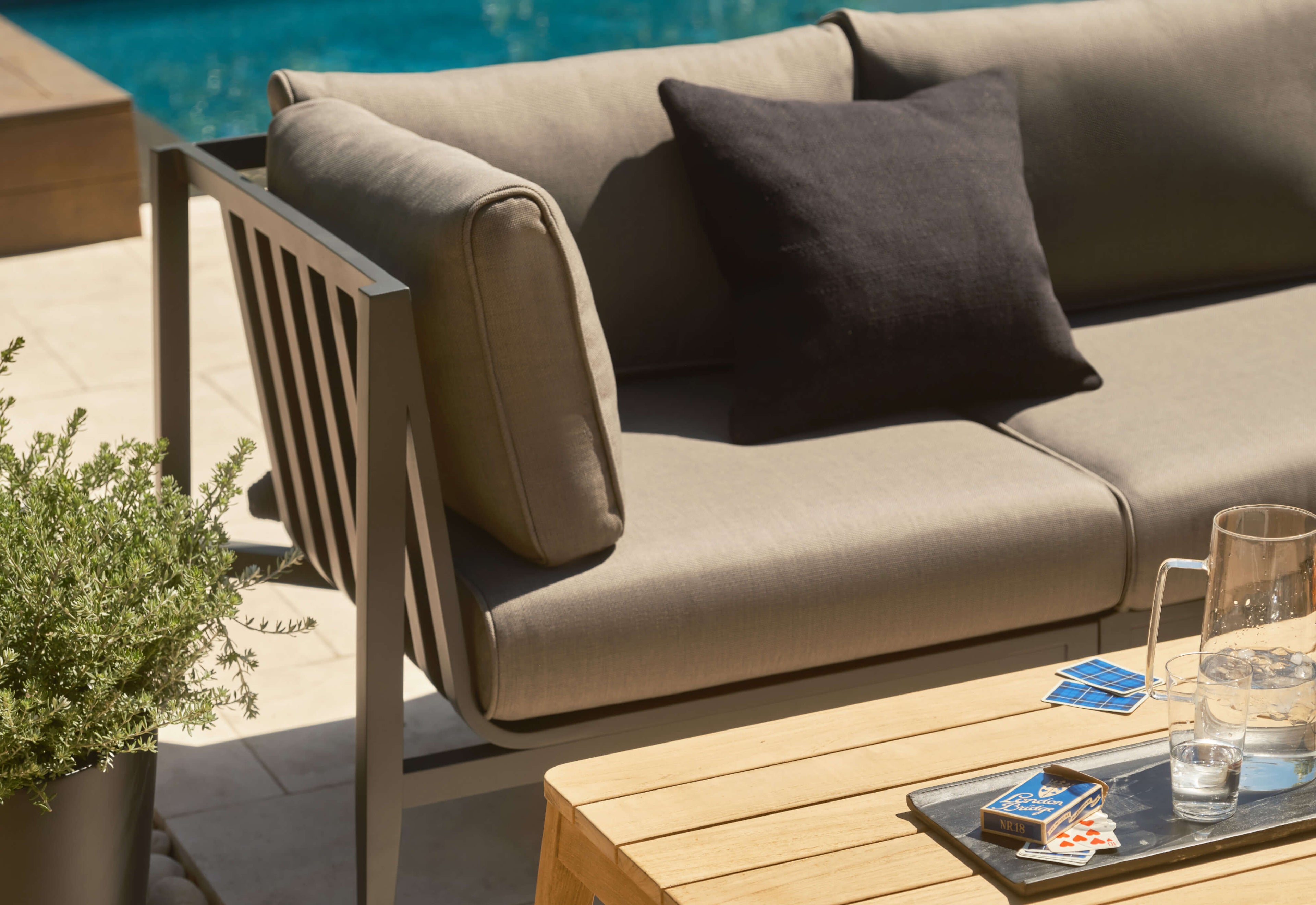 Fauteuil d'extérieur sectionnel en aluminium anthracite - Gauche