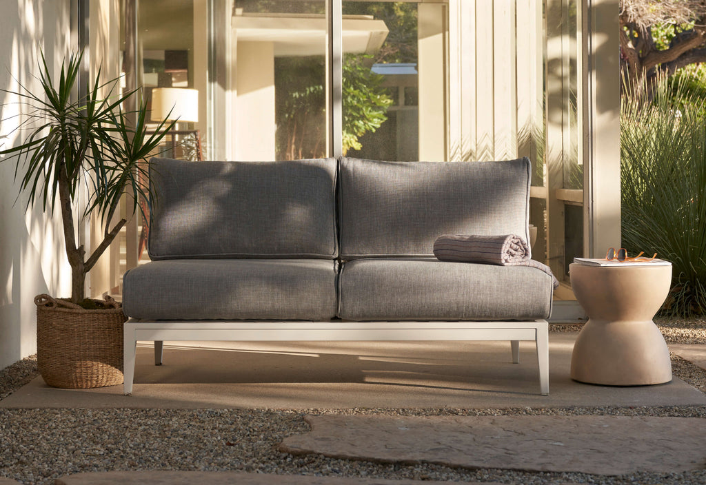 Chaise sectionnelle d'extérieur en aluminium blanc - Droite