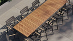 Table à manger extensible d'extérieur en teck et aluminium + 10 fauteuils 595