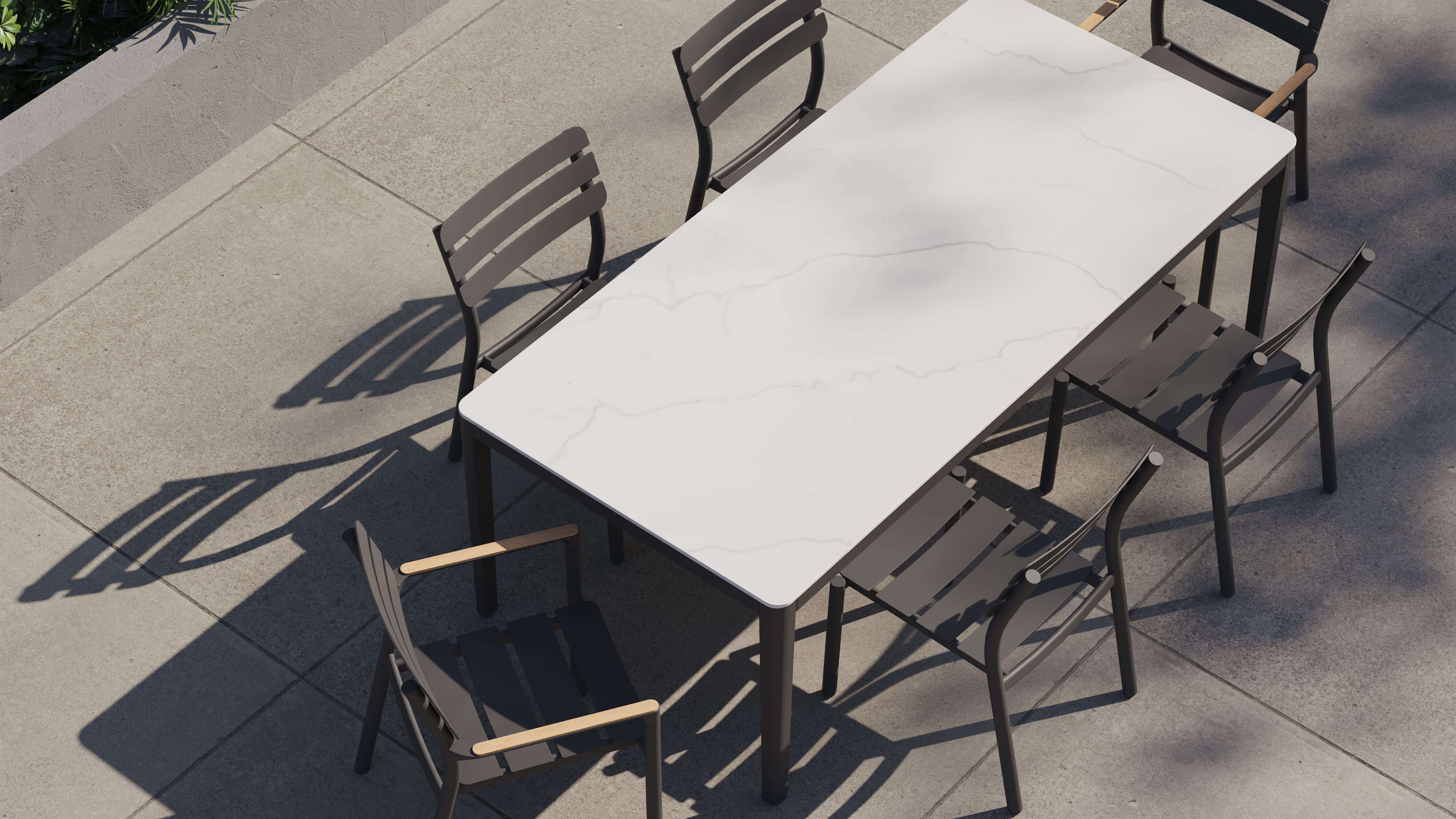 Table à manger d'extérieur OuterStone + 2 fauteuils 595 + 4 chaises sans accoudoirs 595